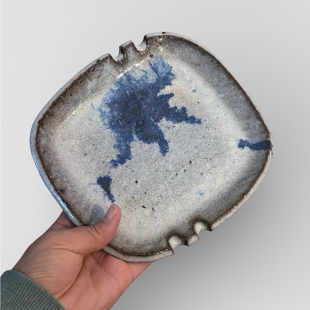 Artistic Blue and Gray Ceramic Plate